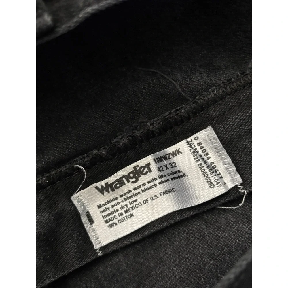 Vintage Wrangler Jeans Black 42x32 Denim 13MWZ Cowboy Cut Rodeo‎ Leather Patch